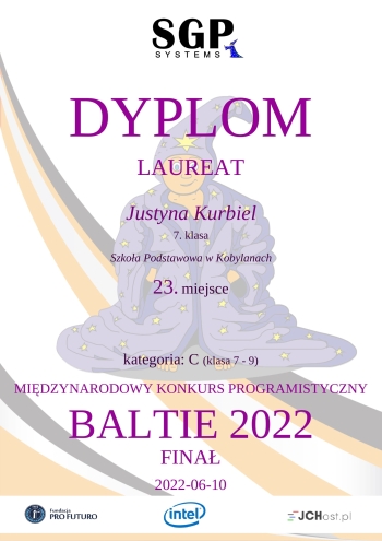 Justyna Kurbiel - dyplom Baltie 2022-1